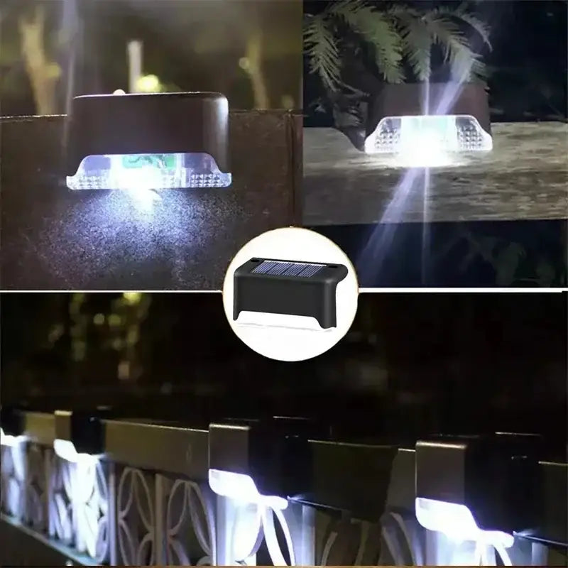 Black DecorBites™ solar led outdoor stair light with rectangular design and clear lens for pathway illumination
