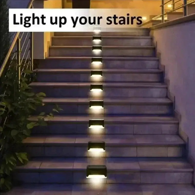 Decorbites™ solar led rectangular step lights with warm white illumination for outdoor stair safety and ambiance