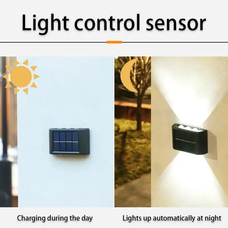 Black rectangular DecorBites™ solar led wall light with lamp beads and integrated motion sensor for outdoor use