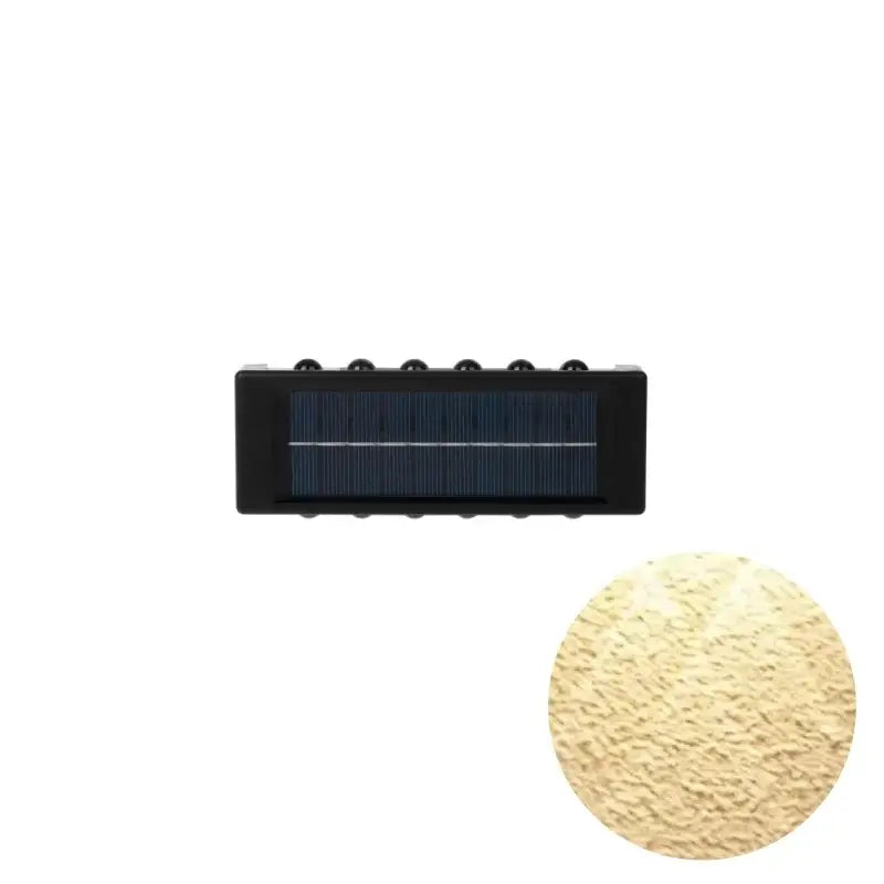 DecorBites™ black rectangular solar led outdoor wall lights with textured beige diffuser for garden and patio use