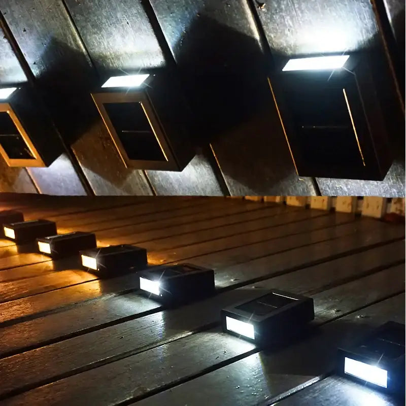 Black rectangular decorbites™ solar outdoor led lights with integrated led bulbs for garden decoration pathways