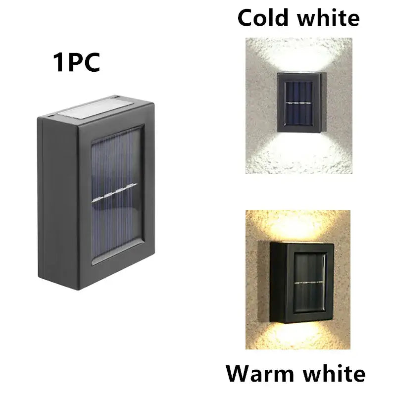 Black rectangular DecorBites™ solar outdoor led light with dual cold and warm white illumination options for garden decoration