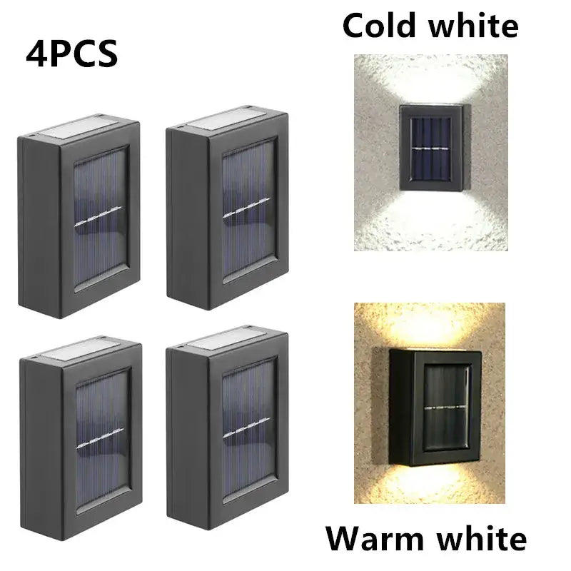 Black rectangular DecorBites™ solar outdoor led lights with sleek modern design and dual cold warm white illumination options