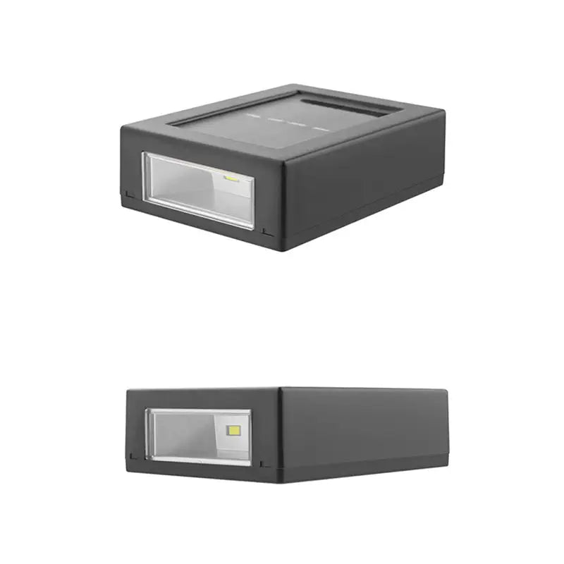 Black rectangular solar-powered outdoor led lights with clear lens and integrated bulb for garden decoration by decorbites