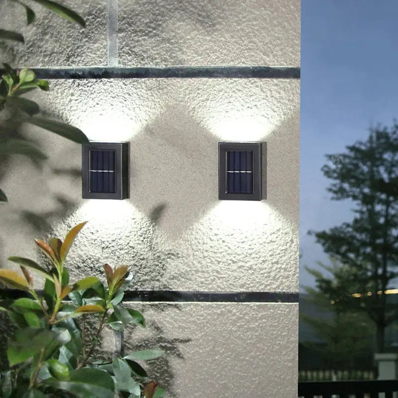 Black rectangular solar powered outdoor led lights wall sconces with integrated led lights by decorbites for garden use