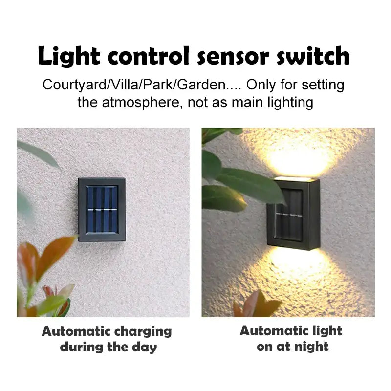 Black rectangular decorbites solar outdoor led lights with built-in motion sensor for ambient garden lighting