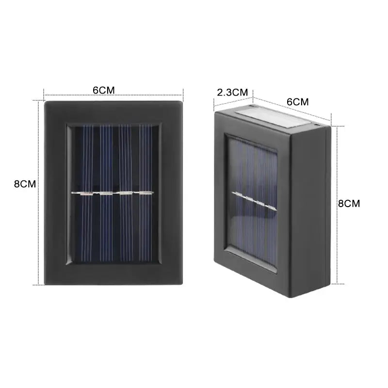 Decorbites™ black rectangular solar outdoor led lights with sleek design and blue photovoltaic cells for garden decoration