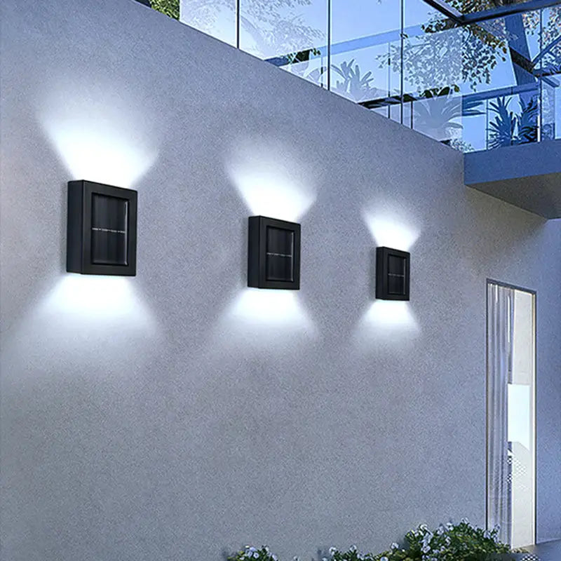 Black rectangular solar wall sconces by decorbites™ with sleek modern design for outdoor led garden lights