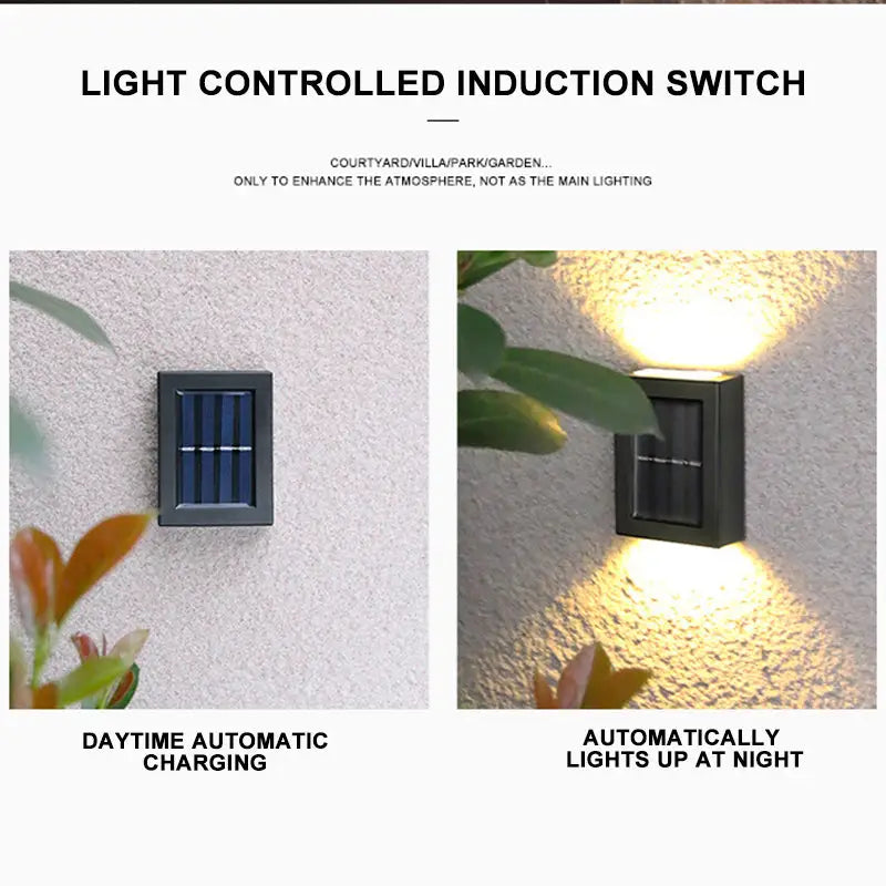 DecorBites™ black rectangular solar outdoor led lights with motion sensor and warm white led illumination for garden