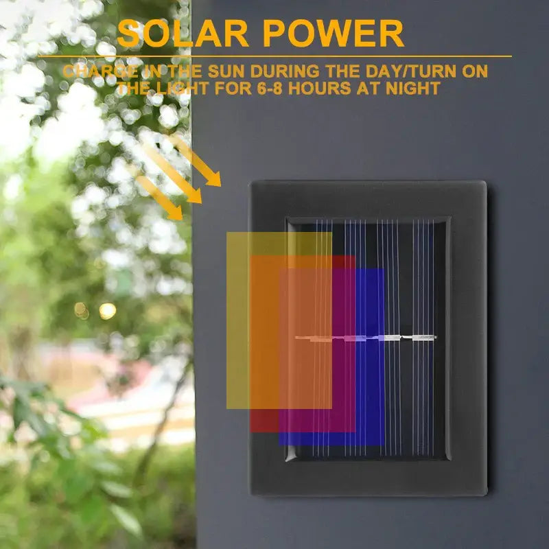 Black rectangular DecorBites™ solar outdoor LED light with colored photovoltaic cells for garden decoration outdoor led lights