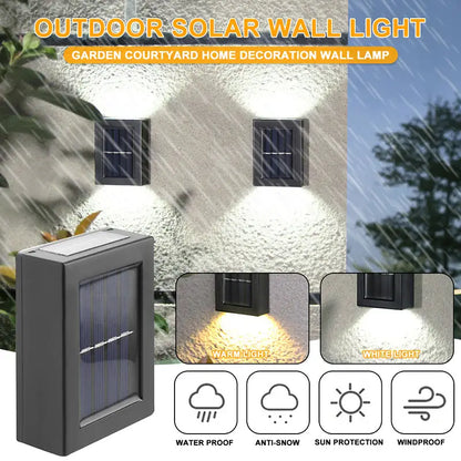 Black rectangular decorbites™ solar outdoor led lights with built-in solar panel and dual lighting modes for garden use