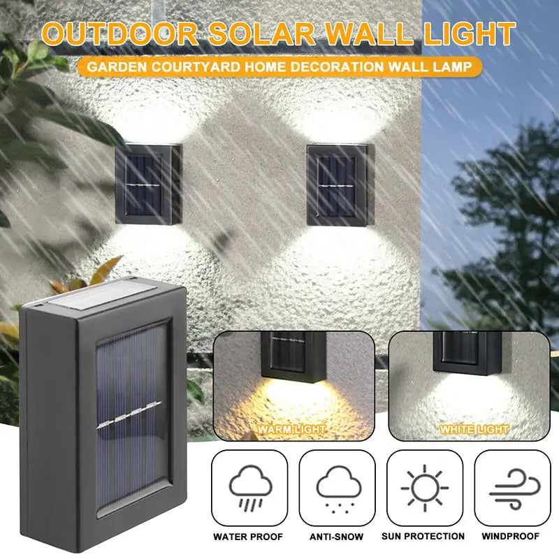 Black rectangular decorbites™ solar outdoor led lights with built-in solar panel and dual lighting modes for garden use