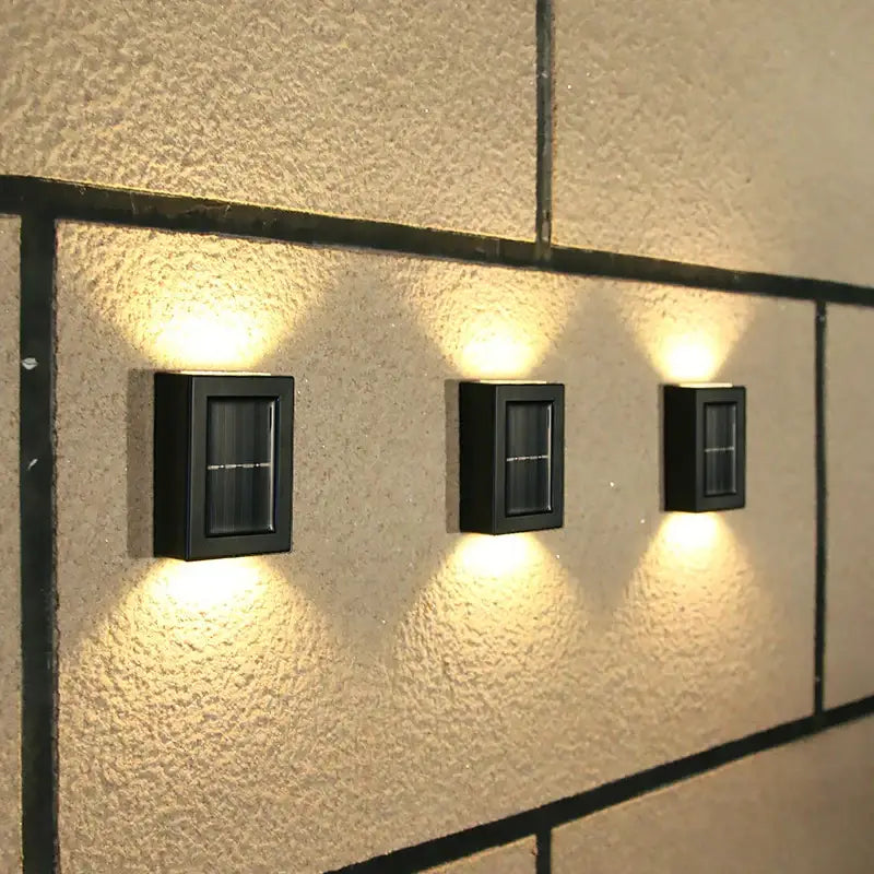 DecorBites™ black solar outdoor led lights with warm yellow illumination for garden decoration wall sconces