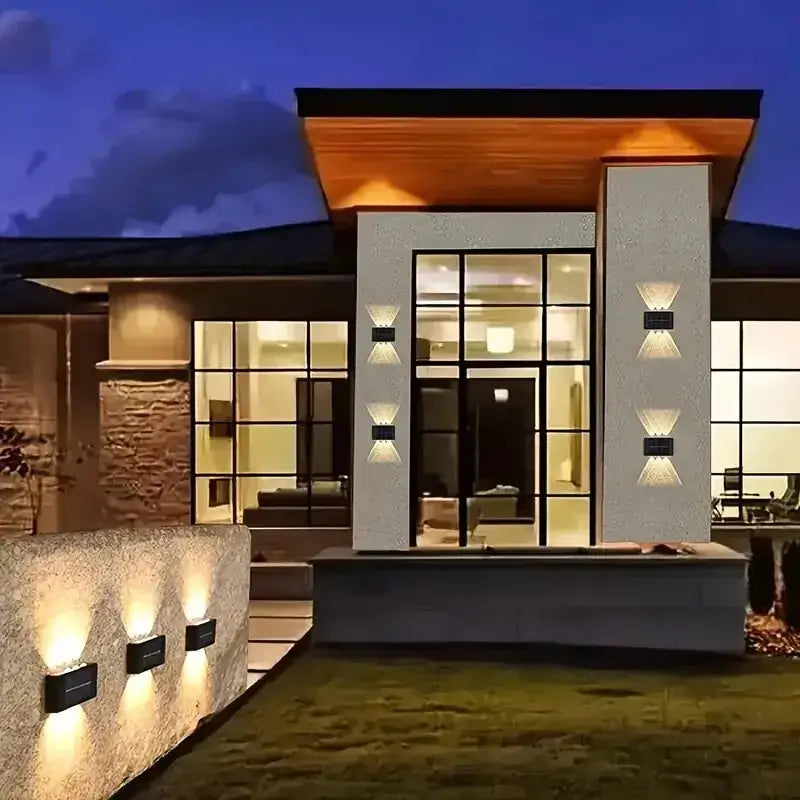 Modern black decorbites™ solar outdoor wall lights with sleek rectangular design for garden decor use