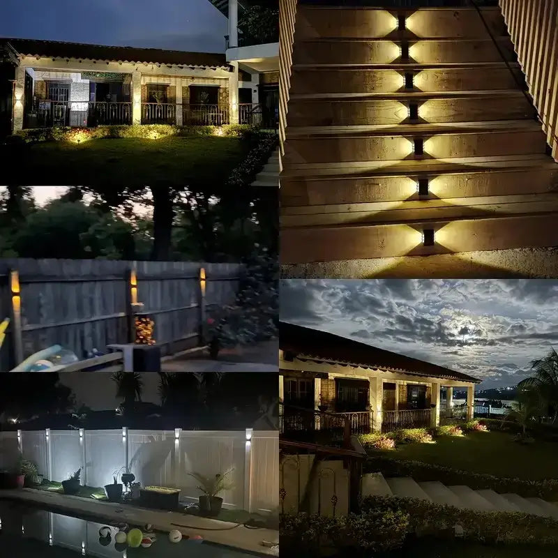 Decorbites™ solar outdoor wall lights feature warm yellow led illumination with a sleek modern design for garden decor