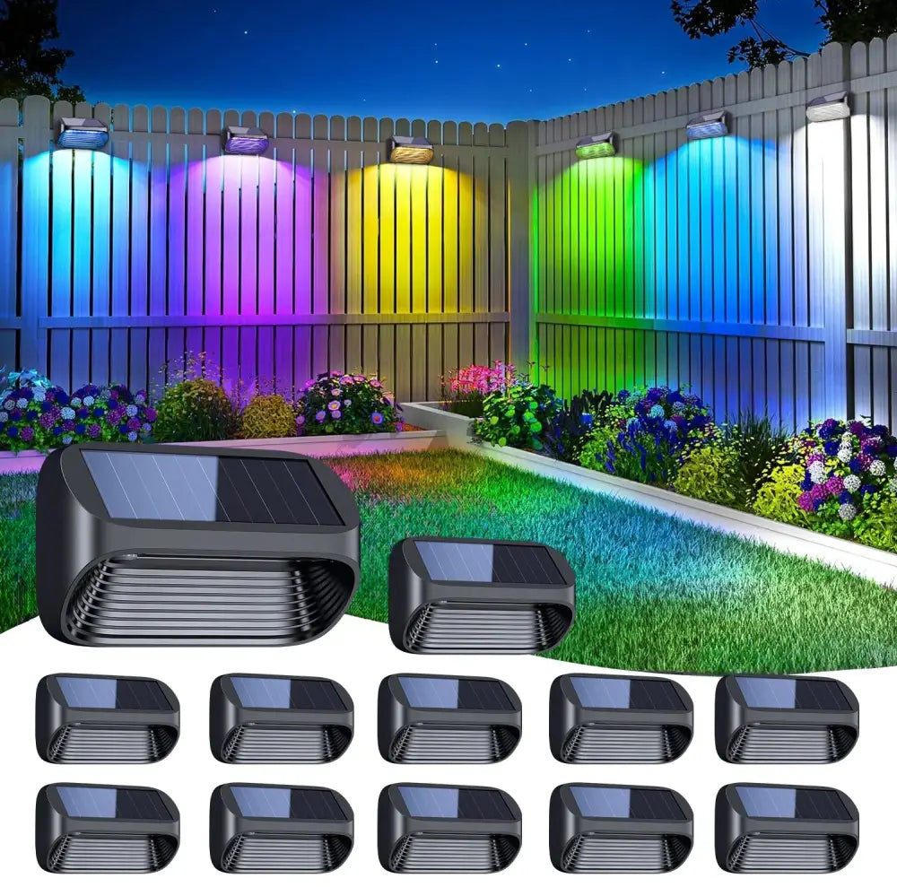 Black decorbites™ solar powered fence lights with sleek modern design and integrated led panels for yard and patio