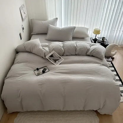 Cozy light gray quilted duvet cover and matching pillows from decorbites™ solid cotton bedding set in various sizes