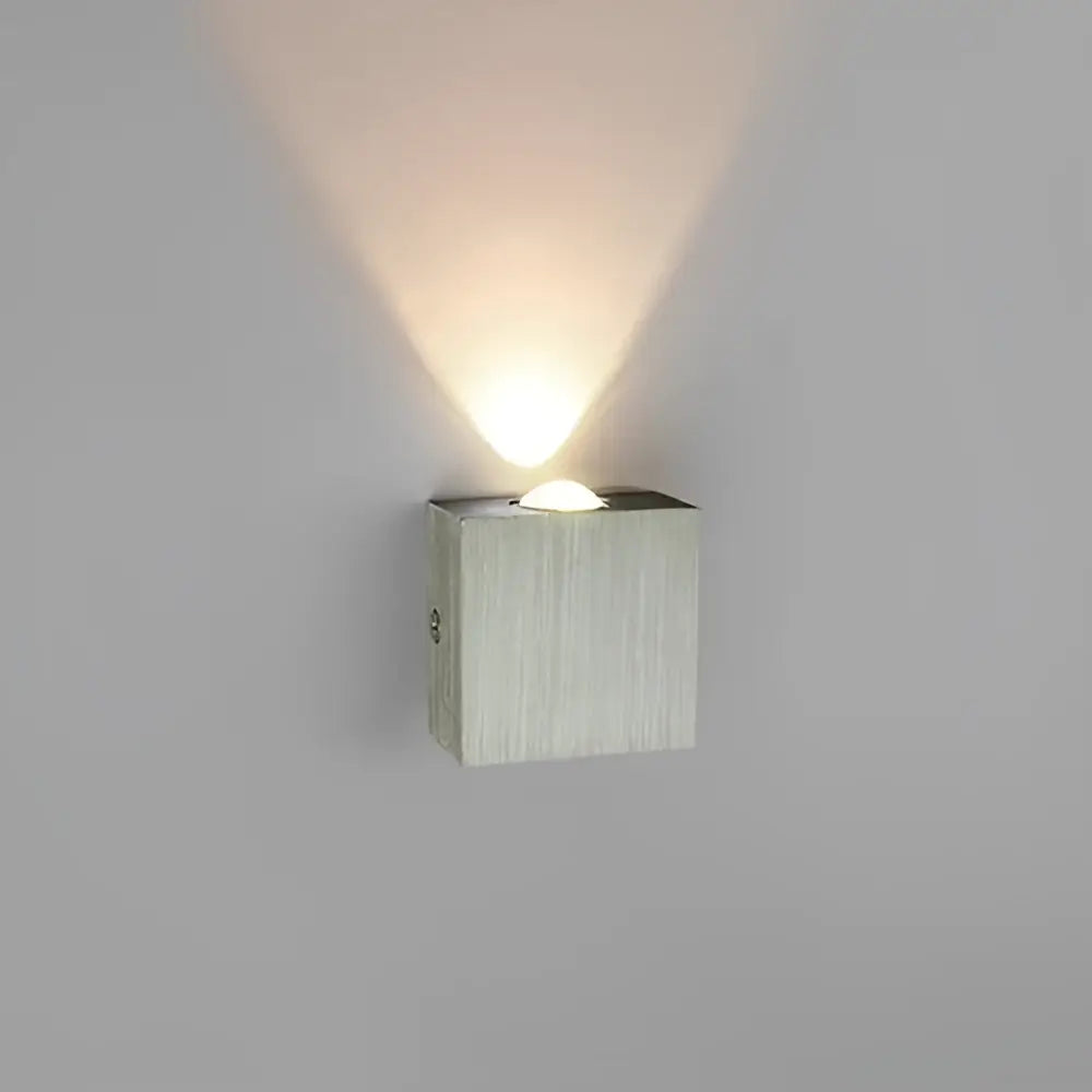 Decorbites™ sphera wall sconces modern brushed silver square LED wall sconce with focused warm light beam