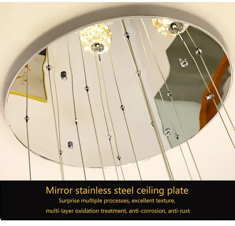 Mirror stainless steel ceiling plate with polished chrome finish for decorbites™ spiral crystal ball chandelier light free shipping