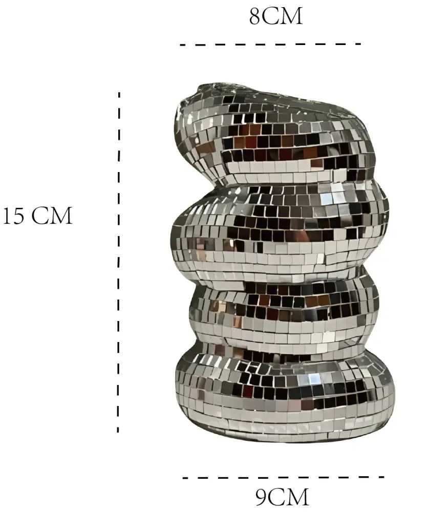 Decorbites spiral mosaic plastic spiral vase 8cm tall silver mirrored tiles for creative flower arrangements
