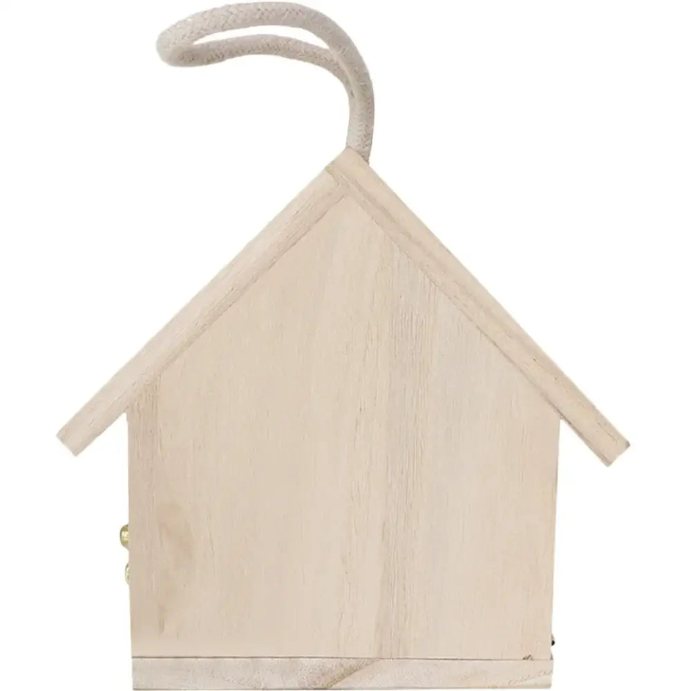 DecorBites™ rustic white wooden bird house with curved rope handle features feeder squirrel nesting and hummingbird camera