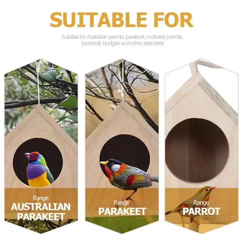 Light-colored wooden DecorBites squirrel feeder bird house with circular entrance and hanging loop for nesting box use