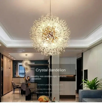 DecorBites™ starry sky crystal pendant light fixture with a golden center and sparkling light-catching crystals