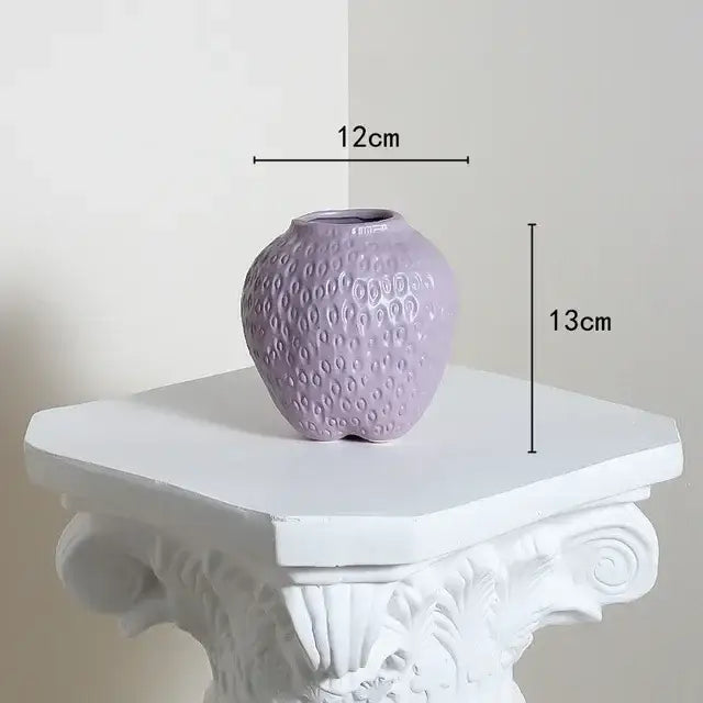 Lavender ceramic flower vase with textured pebbled surface and rounded shape for decorbites strawberry cartoon flower decor