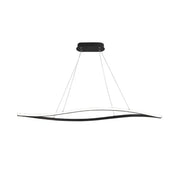 Modern black and white aluminum leaf led island light with a sleek curved design for dining room décor by DecorBites