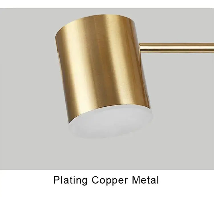 DecorBites™ stylish led chandelier with gold-plated copper cylindrical lamp head for elegant home decor lighting
