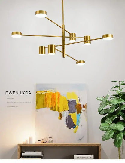 DecorBites stylish led chandelier with gold-toned cylindrical light fixtures for modern home decor