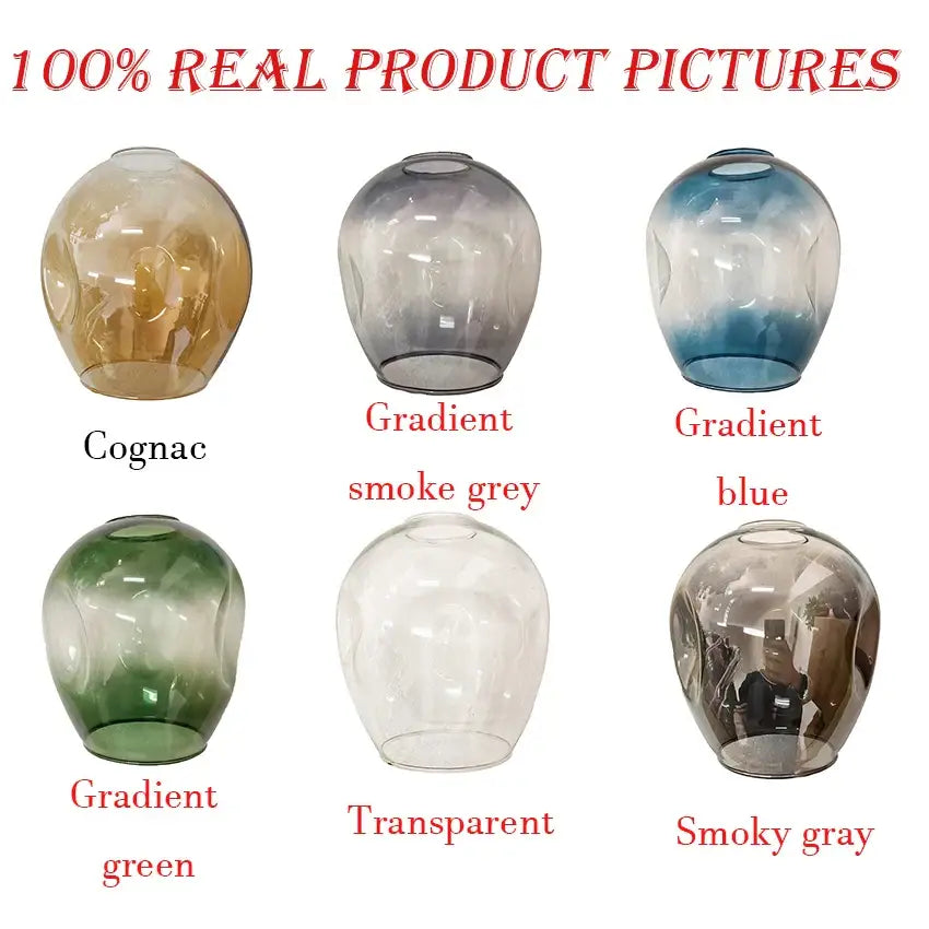 Clear glass lamp shades in cognac smoke grey blue green and transparent for decorbites™ stylish nordic chandelier