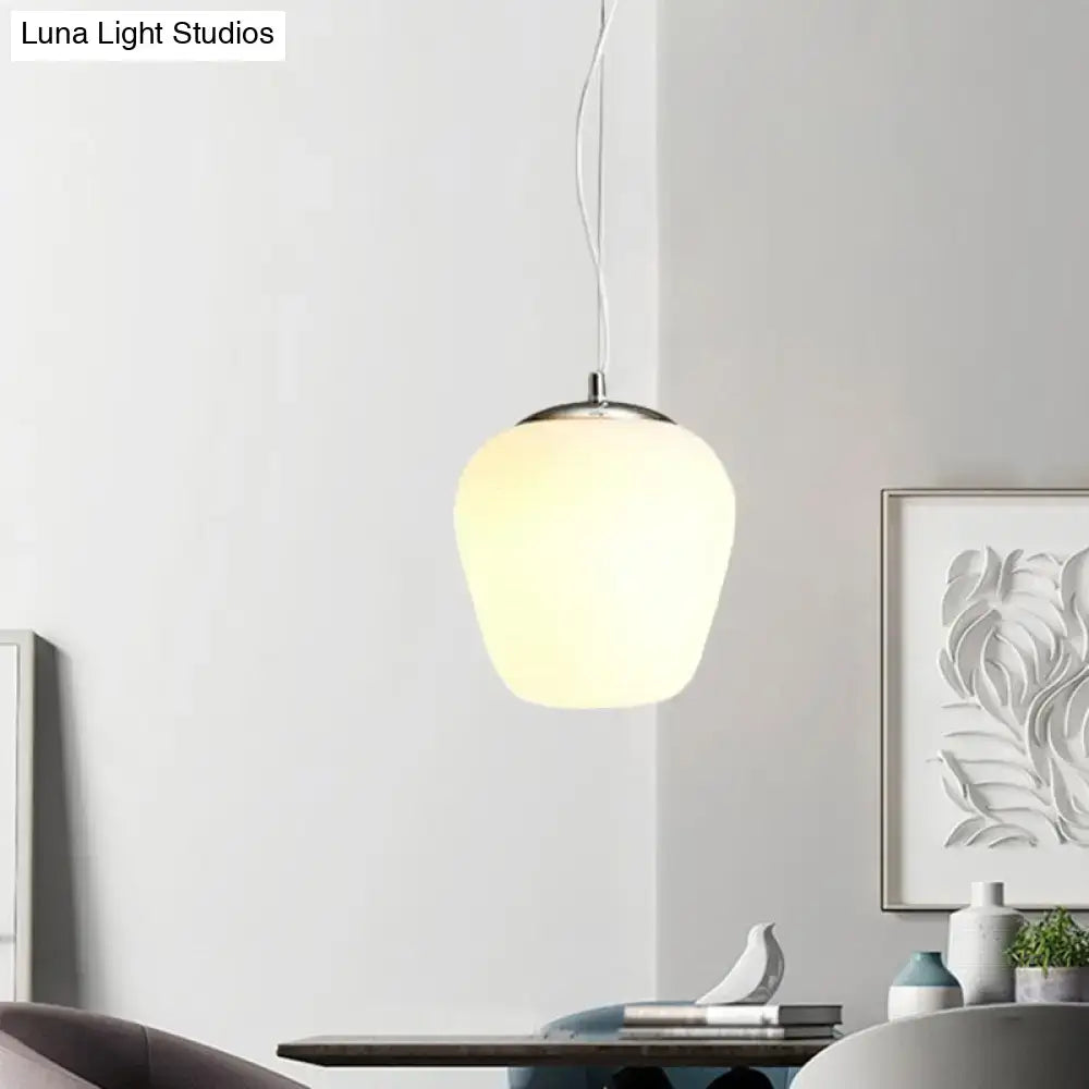 DecorBites™ nordica pendant light with frosted opal glass and polished chrome fixture ideal for office and kitchen island use