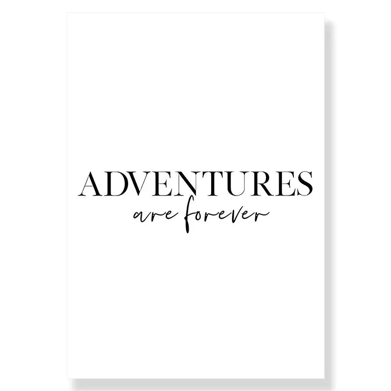 White rectangular canvas wall art by decorbites featuring the phrase adventures are forever with summer beach seashell theme
