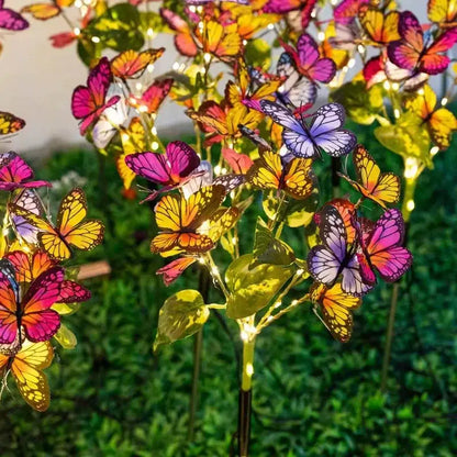 Decorbites™ sunflower solar garden lights with vibrant multicolored butterfly wings and glowing led strings for solar lawn decor