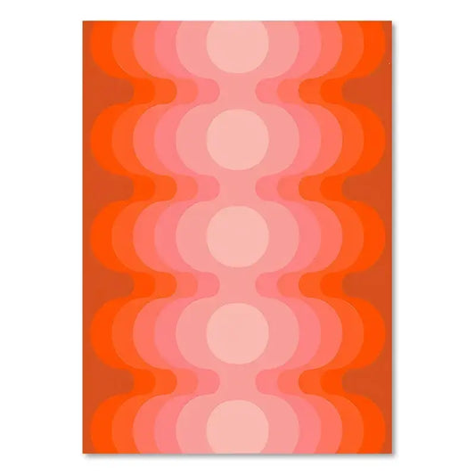 Vibrant orange and pink sunset rainbow flower prints canvas art print by decorbites featuring concentric circles