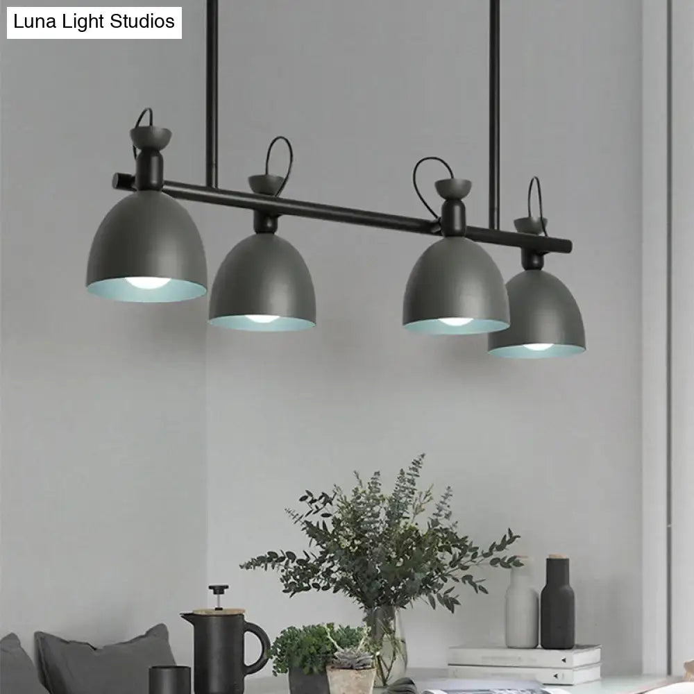 Industrial-style decorbites swivelable macaron island pendant in grey blue green with four dome shades 110v-120v light type