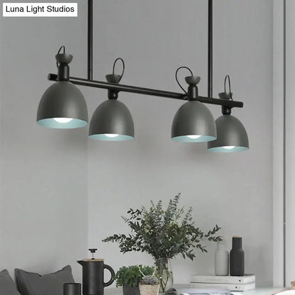 Industrial-style decorbites swivelable macaron island pendant in grey blue green with four dome shades 110v-120v light type