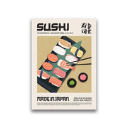 Decorbites™ tasty world cuisine canvas painting of minimalist sushi home decor featuring nigiri maki and garnishes