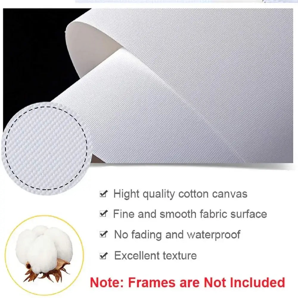 White cotton canvas fabric with fine texture and subtle woven pattern for decorbites™ tiger canvas wall art print