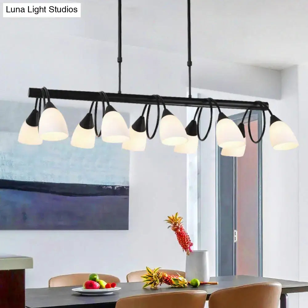 DecorBites traditional milky glass pendant light fixture with multiple frosted glass shades in black finish