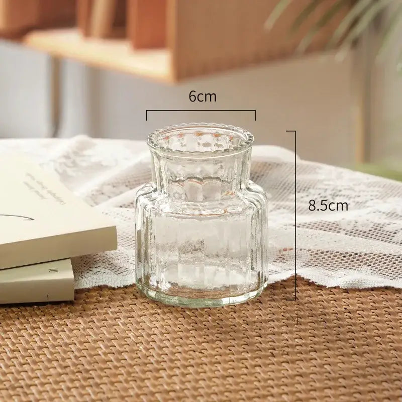Clear glass decorbites™ transparent nordic vase with faceted textured surface and slightly flared rim for plants and flowers