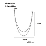 Modern double-tiered leather belt led chandelier with sleek metallic finish and 24w led bulbs for living room