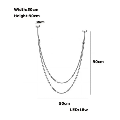 DecorBites™ trendy diy flexible led chandelier light with leather belt, 90cm wide, 50cm high, 18w bulb for living room