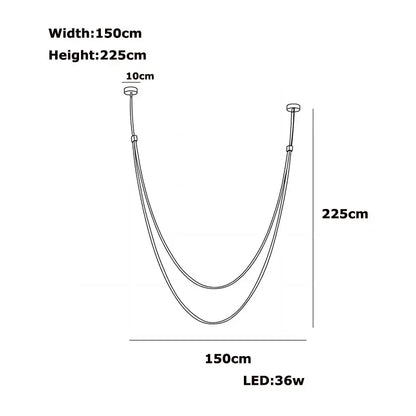 Modern double-tiered led chandelier light with sleek leather belt design for trendy diy flexible living room decor