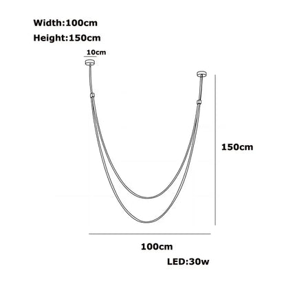DecorBites™ trendy leather belt led chandelier light with 150cm length and 30w bulb for stylish living rooms