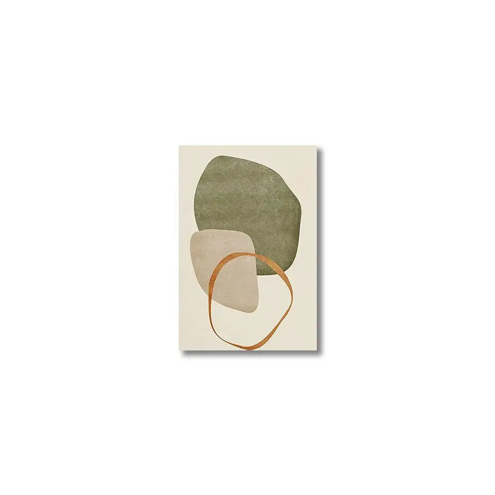 DecorBites™ tropical leaves canvas wall art set with minimalist abstract shapes in olive green beige and warm brown tones