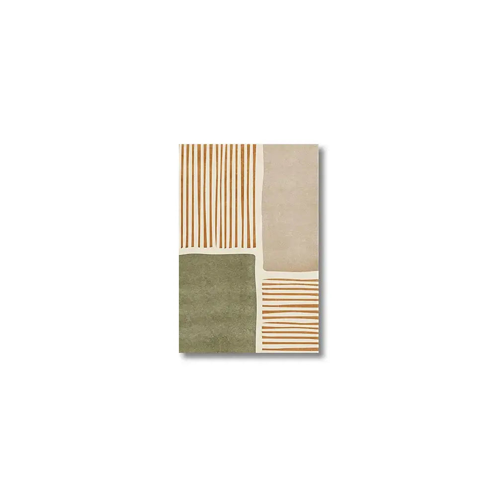 Decorbites tropical leaves canvas wall art set with minimalist abstract shapes in beige, tan, and olive green tones