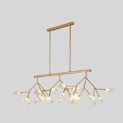 Gold-toned DecorBites™ 27-light island metal pendant with clear crystal teardrops black gold dining room light fixture