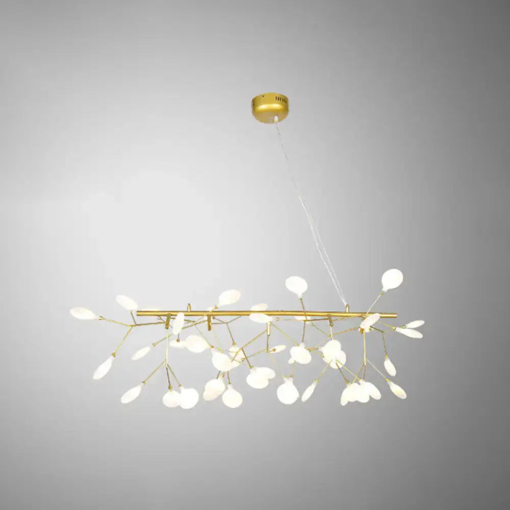 Gold-toned decorbites ultra-modern linear firefly pendant lighting with acrylic leaf fixtures for living room ceiling light
